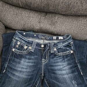 Miss Me Indigo Boot Cut Jeans with Sparkle Accents